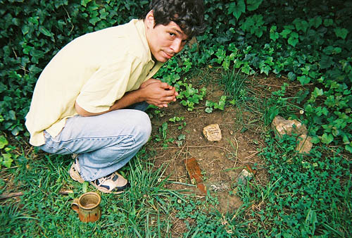 Allan pays respect at the chick graveyard.